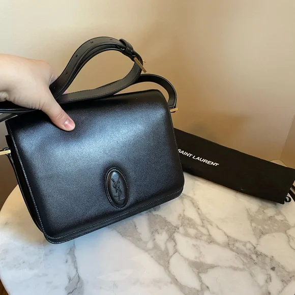 YSL SAINT LAURENT black leather crossbody purse NWT - Picture 3 of 14